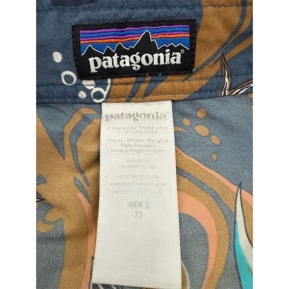 Patagonia Men’s Minimalist Wavefarer Board Shorts 33 Paradise Fish Glass Blue - Picture 5 of 8